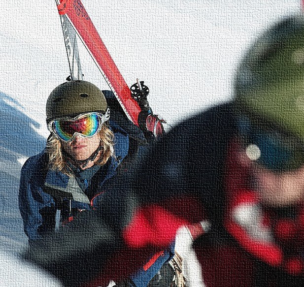 Klättring för att få bästa möjliga åk.. Foto: Markus Strinning. Åkare: Daniel och Per.