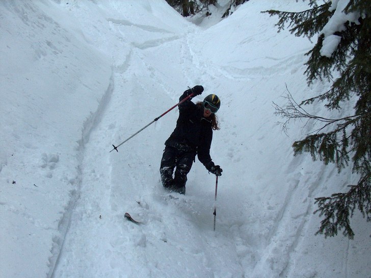 Lössnö i Saalbach... om än lite trångt, och ne. Foto: Jerker Bengtsson. Åkare: Andreas Wiklund.