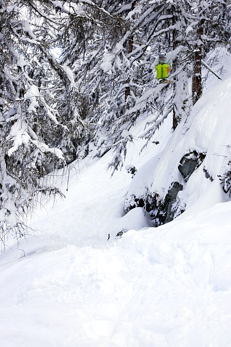 drop i Nendaz, Schweiz. Foto: Laurent Novac. Åkare: Denis Borel.