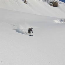 Hyffsat puderdag och f&ouml;rst ner i osthang... Dock . Foto: Christopher Schack. &Aring;kare: Emil Th&ouml;rne.