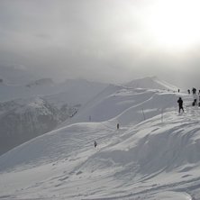 -20 grader p&aring; kammen vid Paradise bowl, Lake Loui. Foto: Sofi Johansson.