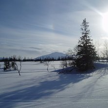 L&auml;ngs en skidtur kring &aring;re. Foto: Ok&auml;nd V&auml;n.