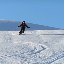 Andreas p&aring; v&auml;g ner fr&aring;n topptur p&aring; vingliga te. Foto: Johan Olofsson. &Aring;kare: Andreas Persson.