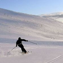 Kv&auml;llskid&aring;kning i april . Foto: Viktor Bjurlid. &Aring;kare: CarlOlov Neider.