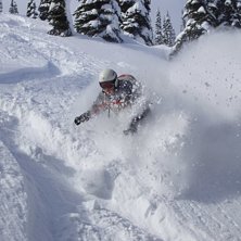 Cedar Bowl, dagen efter en sn&ouml;storm. Ca 3,5 meter. Foto: Emma Partti. &Aring;kare: Daniel Modin.