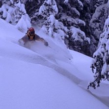 One of the deep days of 2002... Carina eating up t. Foto: Yves Garneau. &Aring;kare: Carina Sahlin.