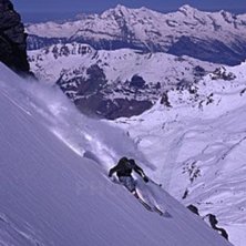 N-Z Skier,  Richard Caudwell, making his way down . Foto: Yves Garneau. &Aring;kare: Richard Caudwell.