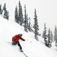 Min gode skidkompis Dave l&auml;gger n&aring;gra telissv&auml;n. Foto: Jonas Emilsson. &Aring;kare: David Merritt.