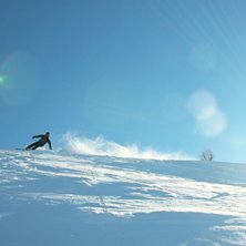 Petter igen. Mellan pist 11 och H&uuml;bli lift.
AK R. Foto: Arvid Hejll. &Aring;kare: Petter Gustavsson.