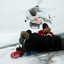 Heliskiing p&aring; Renfj&auml;llet under VM. Foto: Anna Lundberg. &Aring;kare: Ronny, Julia Hamrin.