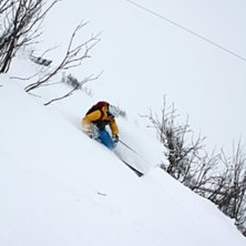 En sn&ouml;ig dag i Andermatt. Foto: Annika . &Aring;kare: Magnus.