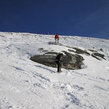 Offpist i Bad Gastein, men lite d&aring;ligt med sn&ouml;... Foto: Martin Freidh. &Aring;kare: Anders Engstr&ouml;m (&ouml;verst) och Sebastian Winberg.