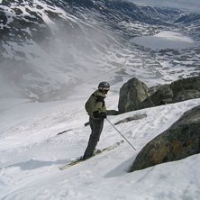 Stryn, juni 2003.
Sista &aring;ket ner till stolslifte. Foto: Sofia Larsson. &Aring;kare: Johan Sk&ouml;ld.