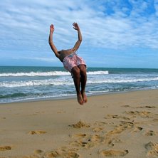 backflip p&aring; stranden i Bahia. Foto: william. &Aring;kare: jag.