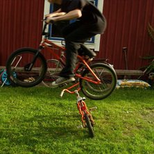 bunny hop &ouml;ver lite cykel.. Foto: erika ryd&eacute;n. &Aring;kare: Markus ryd&eacute;n.