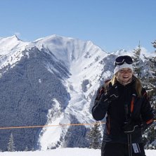 Aspen, Highland bowl i bakgrunden! . Foto: Nete Joseph. &Aring;kare: Helena Moberg.