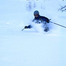 14:45, Graukogel, v&aring;ran p&auml;rla! GRYMT mycket sn&ouml;. Foto: Bj&ouml;rn Bergstr&ouml;m Jonsson. &Aring;kare: P&auml;r Jonsson.