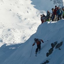 The begging of the second ski descent that day.... Foto: unknown. &Aring;kare: Yavor Netsov.