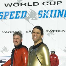 Vinnaren av 2007 WC t&auml;vling i speedskiing i S&auml;le. Foto: Philippe May. &Aring;kare: n/a.