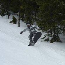 Jag p&aring; snowboard. Foto: Susanne Sp&aring;re. &Aring;kare: Kalle Kjellstrand.