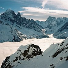 Tagen i Chamonix med Aiguille Verte och Grand Jora. Foto: Rikard Lindby (rikardlindby.com). &Aring;kare: Oskar Lindby.