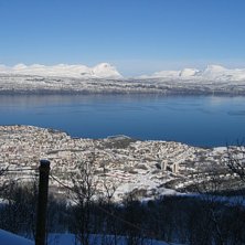 Utsikt &ouml;ver Narvikfjorden fr&aring;n sl&auml;plift 3. Foto: Peder Johansson.