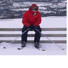 Jag vilar mig efter en halv dags &aring;kande i backarn. Foto: Lars Gunnar Helmer Karlsson. &Aring;kare: Claes Karlsson.