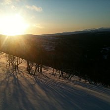 En bit &ouml;vanf&ouml;r liften i Drommen, kanonfin sn&ouml;.. Foto: Johan Lys&eacute;n.