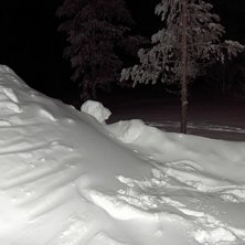 Ser ni isbj&ouml;rnen som sover i sn&ouml;n?. Foto: Ari Peippo.