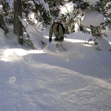 Sk&ouml;nt puder p&aring; Blackcomb och Amelie surfar!. Foto: Frida Lundin. &Aring;kare: Amelie Johnsson.