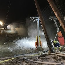 Siste finish med sn&oslash;legging av hovedbakken!
Vi &aring;.