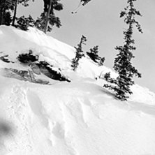 TJ hoppar ut mellan tv&aring; tr&auml;d, h&aring;ller i ena 
sk. Foto: Mattias Fredriksson. &Aring;kare: Thomas James Schiller.