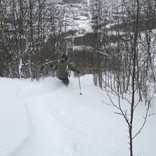 Testar fluffet i skogen i Narvik.. Foto: Magnus W&auml;rle. &Aring;kare: Camilla W&auml;rle.