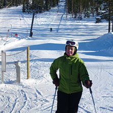 Vickie nedanf&ouml;r Stj&auml;rnfallet - pisten vid Tand&aring;. Foto: Niclas &Aring;slund. &Aring;kare: Victoria &Aring;slund.