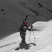 Januari 2013, ett soligt och pudrigt Engelberg. Gr. Foto: Victor L&ouml;nn. &Aring;kare: Fredrik Westin.