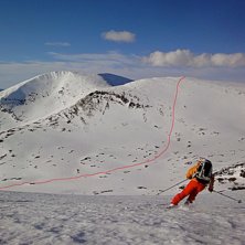 Sydsidan p&aring; Skantztjahke 1634. Skid&aring;karen k&ouml;r &. Foto: Mattias Skantz.