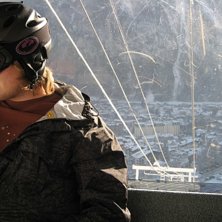 P&aring; v&auml;g med liften upp mot Brevant en v&auml;ldigt fi. Foto: Charlie Lauritzen. &Aring;kare: Max Lauritzen.