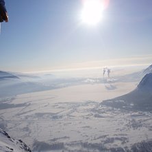 Utsikt &ouml;ver kirovsk i ryssland med mig i f&ouml;rgrun. Foto: Jonatan. &Aring;kare: Jens H&auml;ggstr&ouml;m.