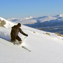 Halv&auml;gs ner fr&aring;n Lille Bl&aring;man, med inseglingen . Foto: Bj&ouml;rn Biller. &Aring;kare: Rein Jensen.
