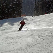 Underbar skidag i Val Gardena i Ingemars r&ouml;da bac. Foto: Maria Glaven. &Aring;kare: H&aring;kan Gustavsson.