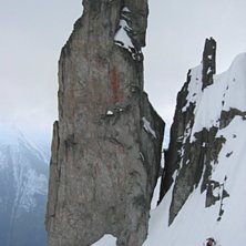 Couloir E.N.S.A mot slutet, innan den sv&auml;nger av . Foto: Christian. &Aring;kare: Daniel Kj&ouml;rling.