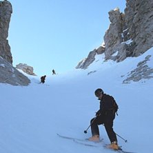I colouiren p&aring; v&auml;g ner i Val Mezdi. Foto: Franseco Tremolada. &Aring;kare: Three Amigos.