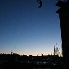 Jag g&ouml;r en mollbergare fr&aring;n 12an p&aring; saltisbadet. Foto: Albert Olin. &Aring;kare: Gustav Olin.
