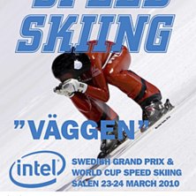 Intel World Cup i Speedskiing officiell poster f&ouml;. Foto: Torgny Tidstrand. &Aring;kare: Allan Grimm.