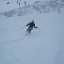 H&auml;rligt med off-piste!. Foto: Sanna Wikberg. &Aring;kare: Hanna Sigland.