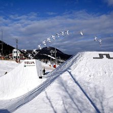 Testhoppning av big jumpet i olympiaomr&aring;det inf&ouml;. Foto: Henrik Flygare. &Aring;kare: Jon Olsson.