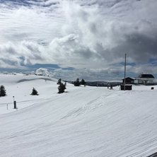 Nysn&oslash; og sol
Fast p&aring; toppen og deilig slush nedo.