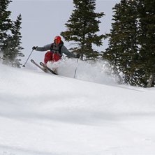 Ett riktigt sk&ouml;nt offpist&aring;k en vacker dag i Jack. Foto: Andreas Larsson. &Aring;kare: Andreas Wuopio.