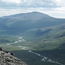 Vy &ouml;ver Laddtjovagge, fr&aring;n Kitteldalen, Kebnekai. Foto: Jonas Emilsson.