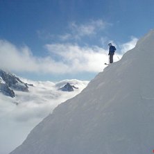 Det regna p&aring; Grands Montets, s&aring; vi &aring;kte upp och. Foto: Fredrik Falkman. &Aring;kare: Nicklas.